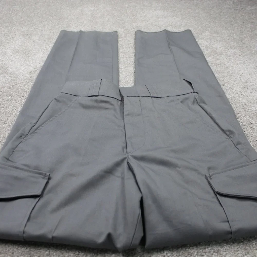 Elbeco Pants NWT Men 26 Gray Cargo Pocket Cotton/Polyester Straight Leg Unhemmed